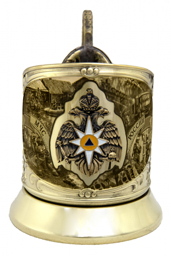 Подстаканник "МЧС" дерев.футляр, хруст.стакан( знак+лазерная гравировка) фото 3